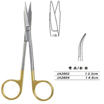金鐘精細手術剪JA2602 12.5cm 彎尖 金圈(解剖)