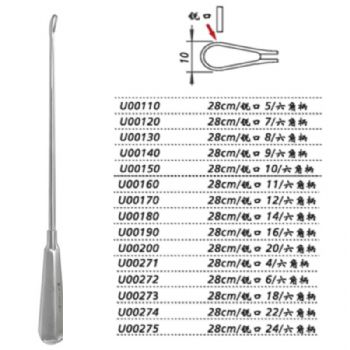 上海金鐘子宮刮U00130 28cm銳口8 六角柄