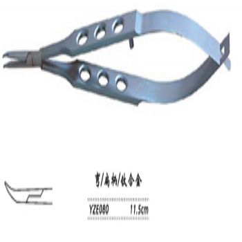 金鐘顯微眼用持針鉗YZE080 11.5cm 彎 扁柄(鈦)