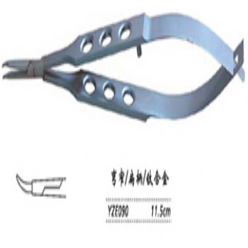 金鐘顯微眼用持針鉗YZE090 11.5cm 彎窄 扁柄(鈦)