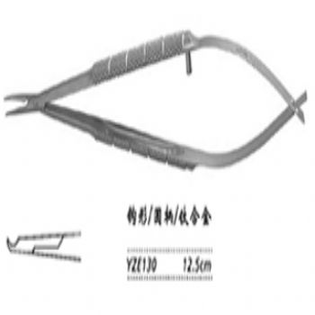 金鐘顯微眼用持針鉗YZE130 12.5cm 鉤形 圓柄(鈦)