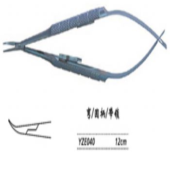 金鐘顯微眼用持針鉗YZE040 12cm 彎 圓柄(帶鎖)