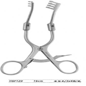 金鐘乳突牽開器H6F120 16cm 活動(dòng)式 3×4鉤鈍