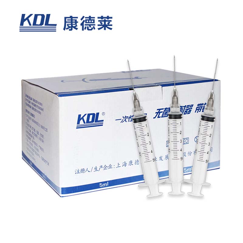 康德萊一次性使用無菌注射器螺口 5ml 帶針 0.7×32mm100支/盒，1600支/箱，一箱起批